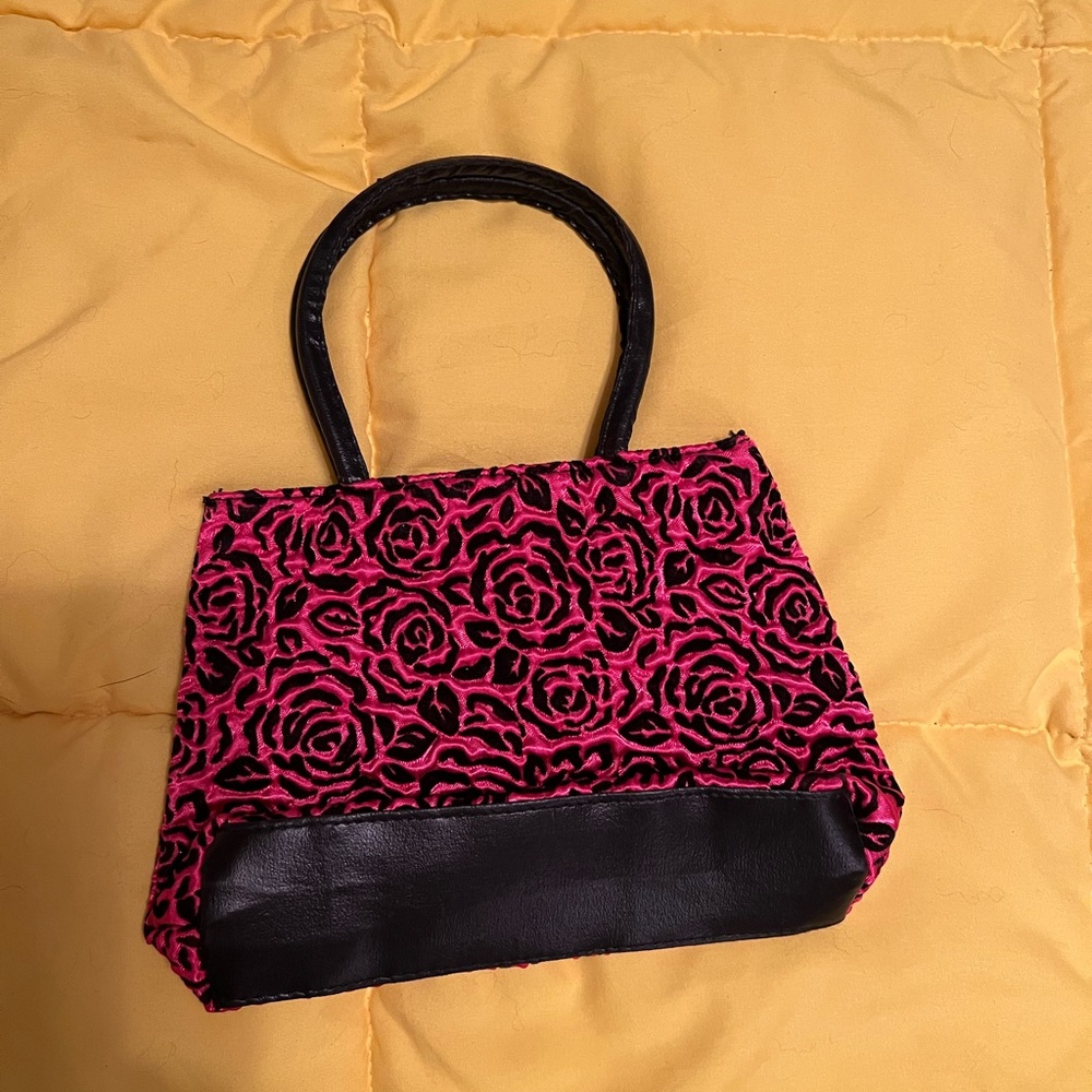 Pink & Black rose purse